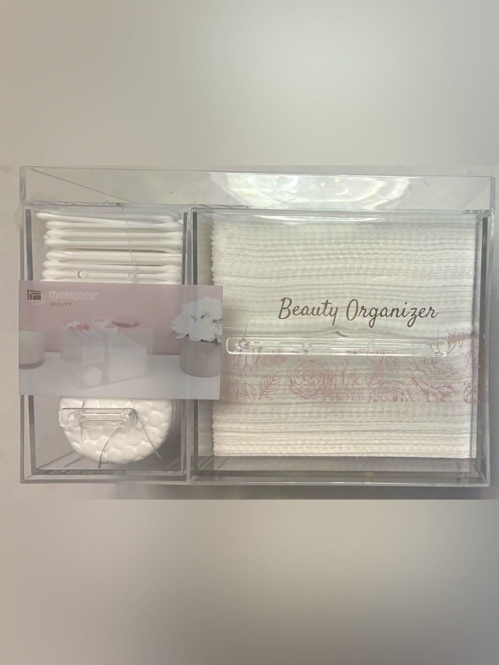 Beauty Organizer - Cotton Swabs, Clear Acrylic